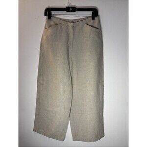 EILEEN FISHER Womens Linen Beige Wide Leg High Rise Pockets Pants Sz SP